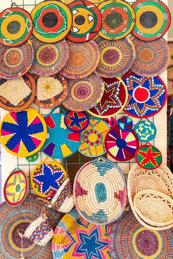 Abu Simbel-Aswan-Egypt Colorful basket souvenirs at a tourist shop